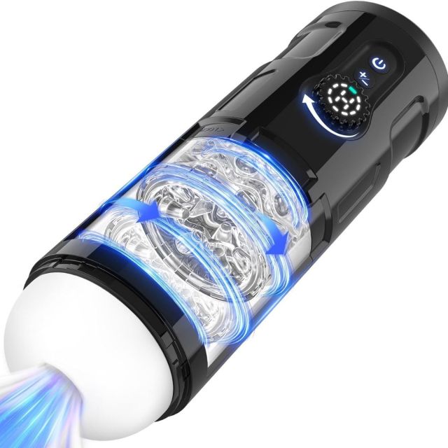 Tracy's Dog Automatic Male Masturbator, with 5 Thrusting Rotating Vibration Modes, Infinite Speed Regulation, LCD Display&Suction Base